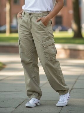 Divided Women's Khaki Cargo Pants - Light Tan Utility Style